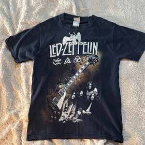 Black Led Zeppelin Graphic Tee with Gold Accent